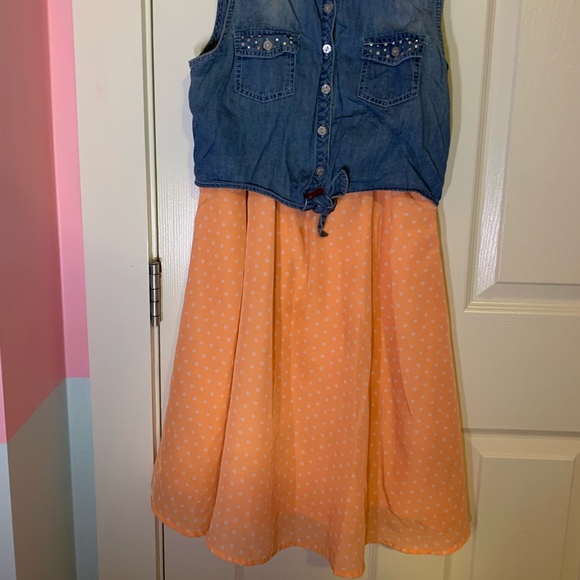 🛍 Retro dress with attached jean vest - Picture 5 of 12